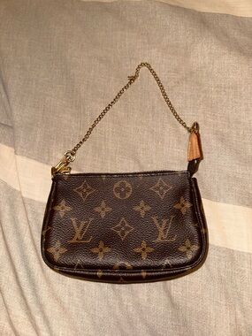 Louis Vuitton Monogram Mini Pochette with Gold Chain - Brown Monogram